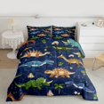 thumbnail image 2 of Homewish Kawaii Dino Dinosaur Bedding Comforter Set,Ancient Animal Twin Comforter Sets,Green Brown Deepblue Bedding Set For Boys Child,Ultra Soft Home Decor Reversible,2 Pieces, 2 of 8