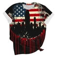 thumbnail image 2 of Cavosen American Flag Tops for Women Plus Size 4th of July Short Sleeve Round Neck Shirts USA Star Striped Print Shirts Lady 4X Red White and Blue Casual Tops Patriotic Tunic Tees Patriotic Blouses, 2 of 5