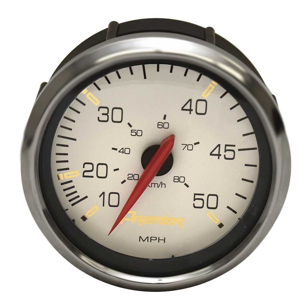 Premier Boat Speedometer Gauge SE4013A Signature White SS 3 3/8 Inch