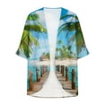 thumbnail image 4 of Cardigans for Women Kimono Cardigan Beach Cover ups Swimwear Floral Printed Lightweight Open Front Chiffon Kimonos Cardigan Puff Sleeve Loose Casual Summer Tops Green M, 4 of 5