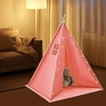 thumbnail image 4 of Wildnix 4-Person Waterproof Teepee Tent for Kids, Pink Cotton and Linen Play Tent with Light String, Comfortable Mat, and Stable Wood Poles for Bedroom or Playroom, 4 of 6