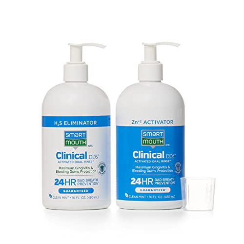 SmartMouth Clinical DDS 2-Bottle Activated Mouthwash with Pumps, Gum Health Support, Mint, 32 fl oz