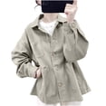 thumbnail image 4 of FDGIU Women's Lapel Collar Button Down Oversized Shacket, Long Sleeve Twill Cargo Jacket with Multi Patch Pockets for Spring Fall Outdoor Daily Layering, 4 of 6