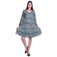 thumbnail image 2 of Moomaya Robe Courte Évasée Imprimée de Designer, Manches Longues, Tunique en Velours, Robes pour Femmes, 2 of 6