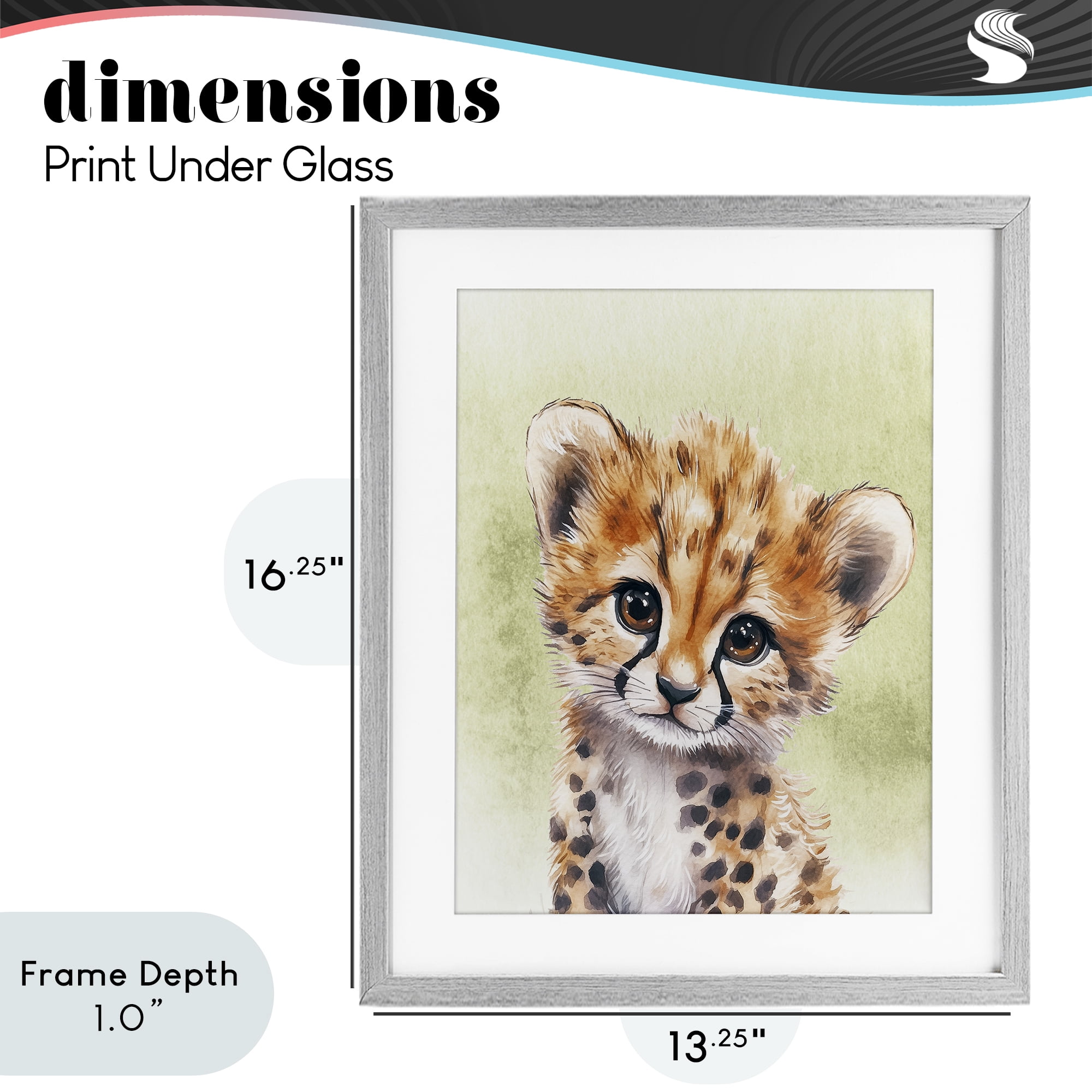 Stupell Industries Jungle Friends Baby Cheetah Gray Framed Print Under Glass, design by Christine Simpson Art