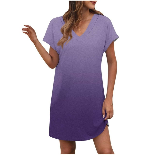LOVZFMLL Robes d'Été pour Femmes T-Shirt Décontracté Ample Robe Droite Col en V Manches Courtes Basique Tenues Quotidiennes Rouge Pastèque m