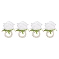 thumbnail image 1 of 4 anillos de servilleta de plástico reutilizables con diseño de rosa para restaurante, color blanco, 1 of 14
