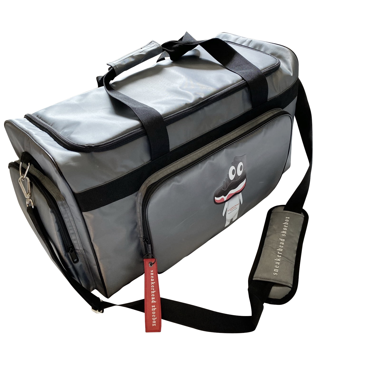 Sneakerhead Large Premium Shoe Bag & GYM, Travel Luggage Duffel Bag with 4 Adjustable Compartments for Sneakers, Clothing (Grey)