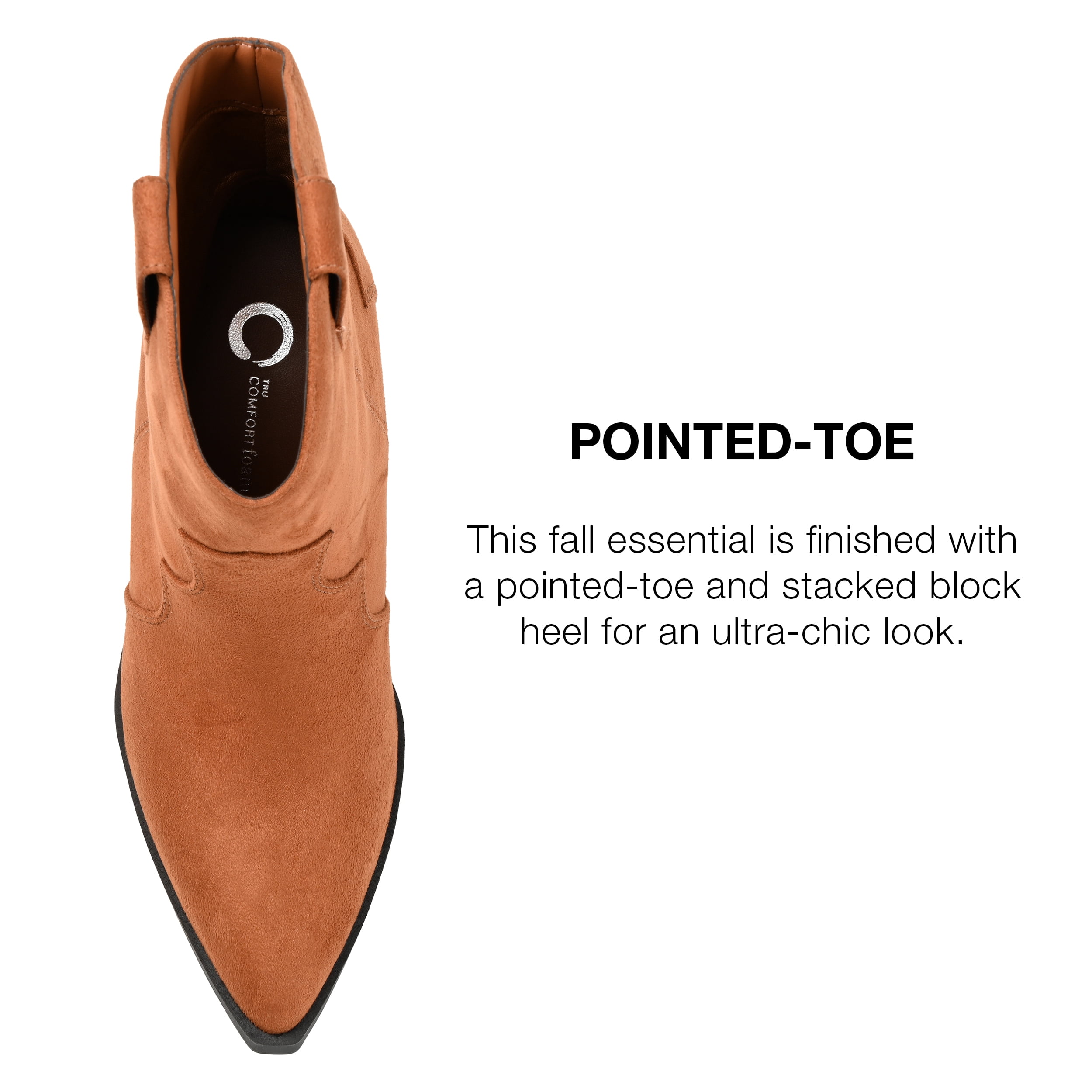 Journee Collection Womens Becker Pointed Toe Stacked Western Booties