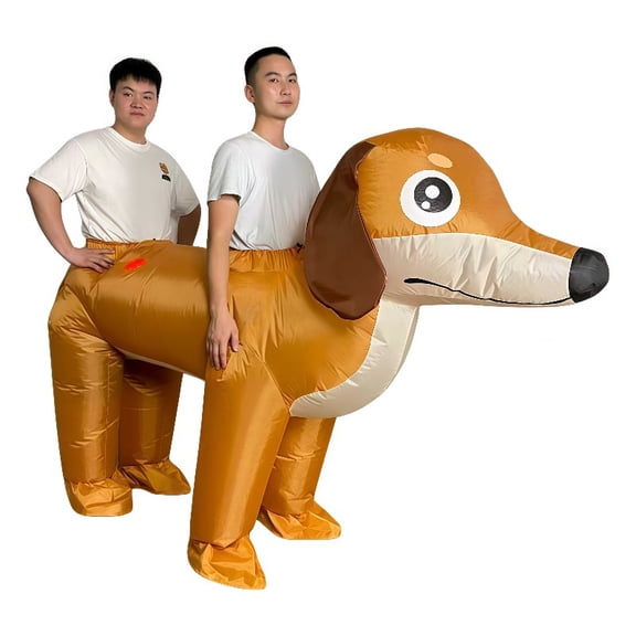 Inflatable Two-Person Dachshund Costume - Funny Ride-On Dog Outfit For Parties & Events,Height 59"–74.8",Dog