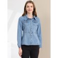 thumbnail image 2 of INSPIRE CHIC Women's Jeans Jackets Button Down Long Sleeves Washed Denim Jacket, 2 of 5