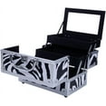 thumbnail image 5 of Makeup Train Case Light Weight Aluminum Jewelry Box Cosmetic Organizer with Mirror (9.06 x 5.91 x 5.91)(L x W x H) White Zebra, 5 of 18