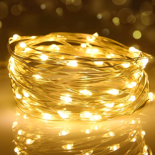 Guirnalda de luces LED de 2 m y 20 LED, resistente al agua IP65, ideal para decoración de Halloween, Navidad, bodas, fiestas, festivales, cumpleaños, jardín, terraza y césped (blanco cálido).