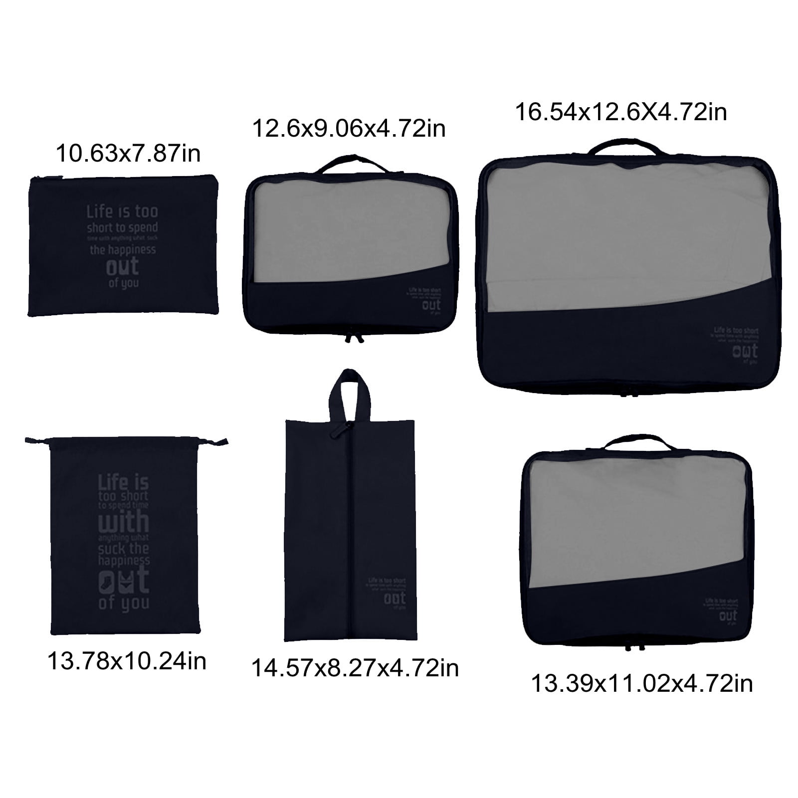 Qholemyo Closet Organizers And Storage 6 Pieces Fabric Travel Luggage Cubes Multi Functional Accessory Storage Bags
