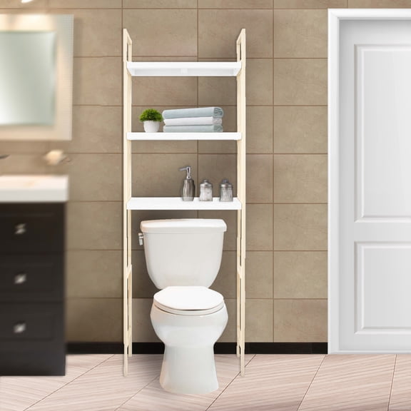 Rack Para Baño Aqua AmuebleZ Color Blanco Con Natural AmuebleZ Rack Para Baño Aqua