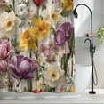 thumbnail image 2 of Spring Floral Shower Curtain Set, Waterproof Shower Curtains for Bathroom, Farmhouse Flowers Watercolor Botanical Elegant Washable Fabric Bath Curtain for Bathtub Decoration with Hooks 72x78 Inches, 2 of 9