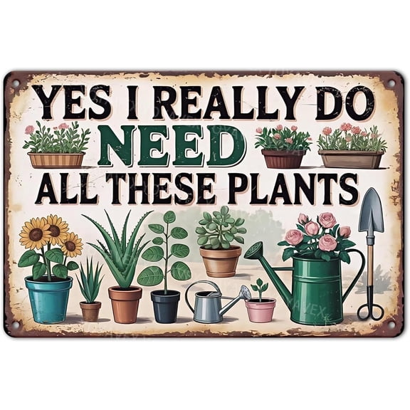 Vintage Garden Metal Wall Decor Funny Plants Quote Rustic Farmhouse Outdoor Sign Metal Yard Art 8x12 Inch