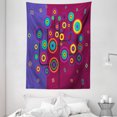 thumbnail image 1 of Trippy Tapestry, Funny Geometric Circle and Square Shaped Tree Branches Vibrant Retro Art Image, Wall Hanging for Bedroom Living Room Dorm Decor, 60W X 80L Inches, Purple Maroon, by Ambesonne, 1 of 2