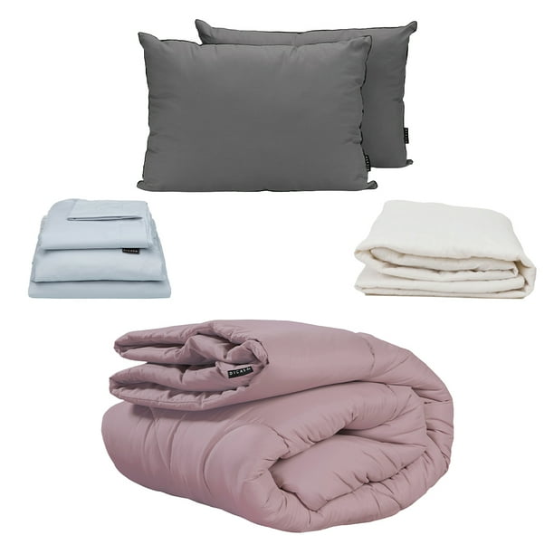 Edredon Homy King Size Lila + Sabanas Softy + Protector Ultra + Almohada 2-Pack
