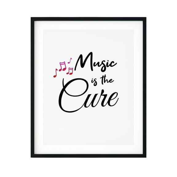 Designs ByLITA Music Is The Cure 11 x 14 UNFRAMED Print Cute Typography Wall Art