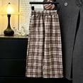 thumbnail image 4 of WPPGONE Girls Plaid Wide Leg Pants Elastic Waist Lightweight Breathable Trousers Relaxed Fit Flowy Culottes Casual Summer Beach Party Wear Tween Big Kids Palazzo Pants, 4 of 5