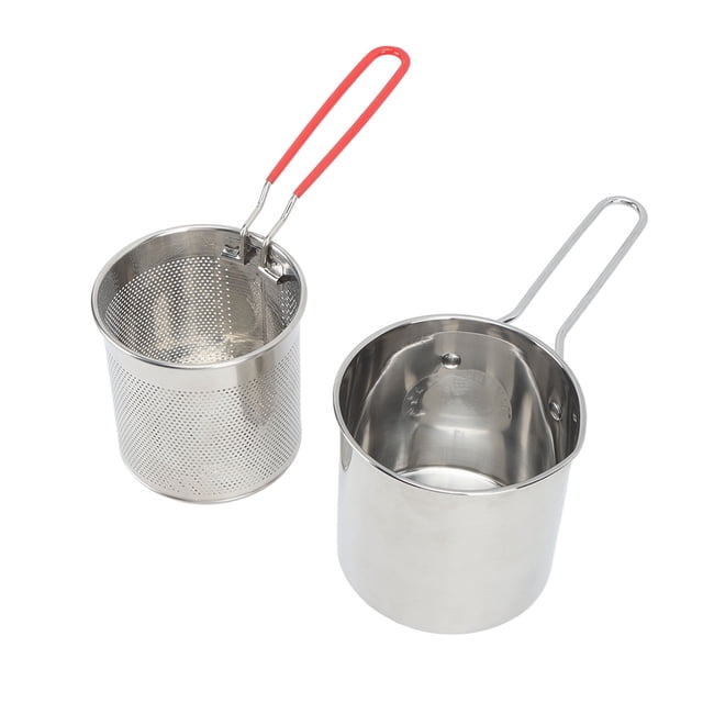Small Deep Fryer Pot, Stainless Steel Oil Saving Small Fryer Mini Deep Fryer Pot with Lid for Frying Fish Shrimp Chicken Fries