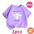 thumbnail image 1 of Camiseta de verano para niños, ropa informal de dibujos animados de Sanrio, de algodón puro, de manga corta gym unisex, 1 of 2