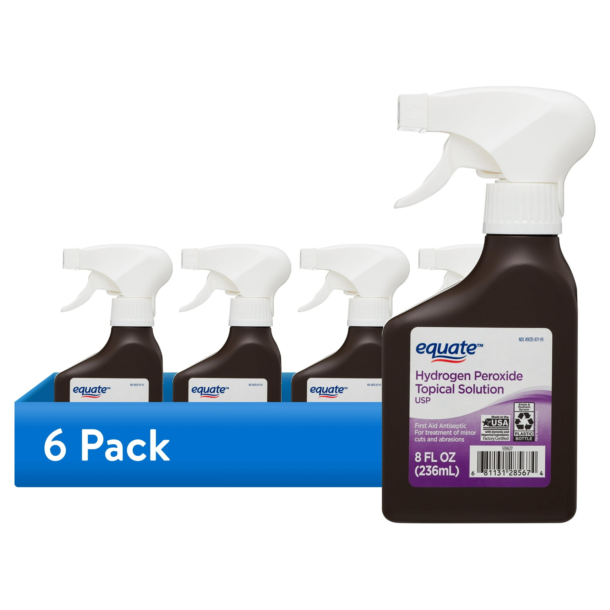 (6 pack) Equate 3% Hydrogen Peroxide Topical Solution Antiseptic Spray, 8 fl oz