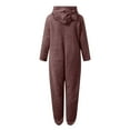 thumbnail image 5 of Ailaofu Women's Ultra Comfy Lounge Furry Sherpa Romper Onesie Pajamas Cute Ear Hood, 5 of 5