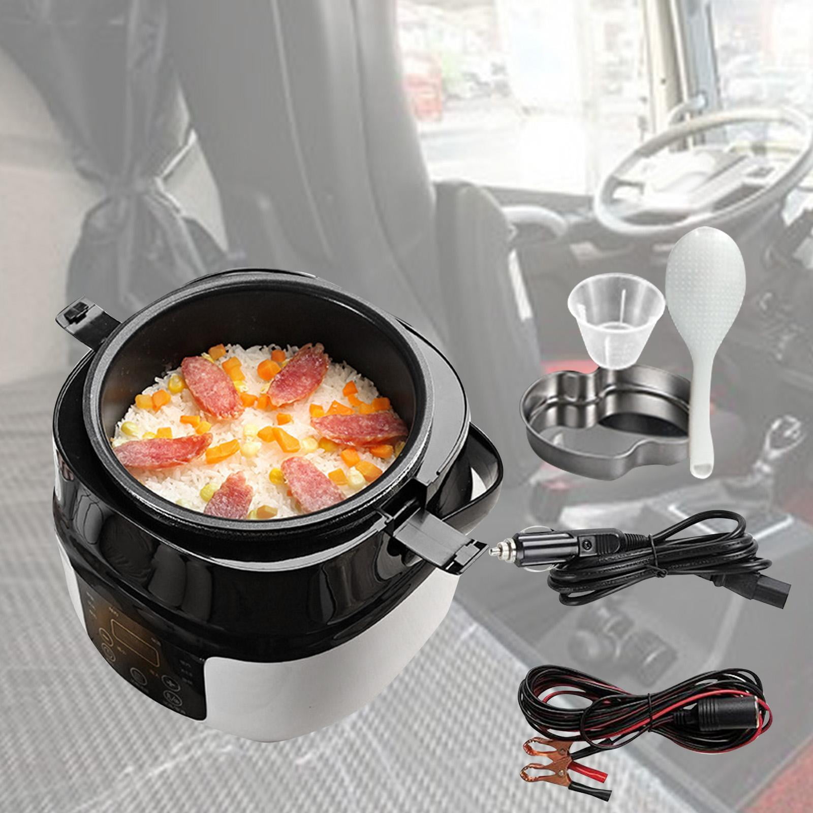 Fiocias 24V 220V Portable Car 2L Electric Rice Cooker Food Steamer 7.8x7.8inch Leakproof