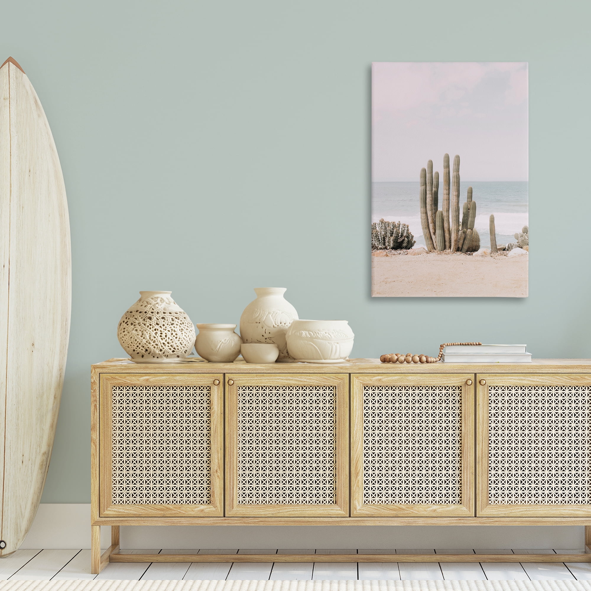 Stupell Industries Cactus on Beach Shore Landscape & Nature Photography Wrapped Canvas Art Print Wall Art, 30 x 45