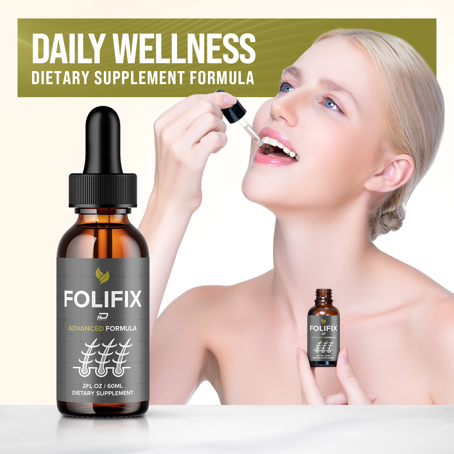 Folifix Liquid Drops – Folifix Hair Supplements Healthy Organic Support, 5 Pack, 5 Month Supply