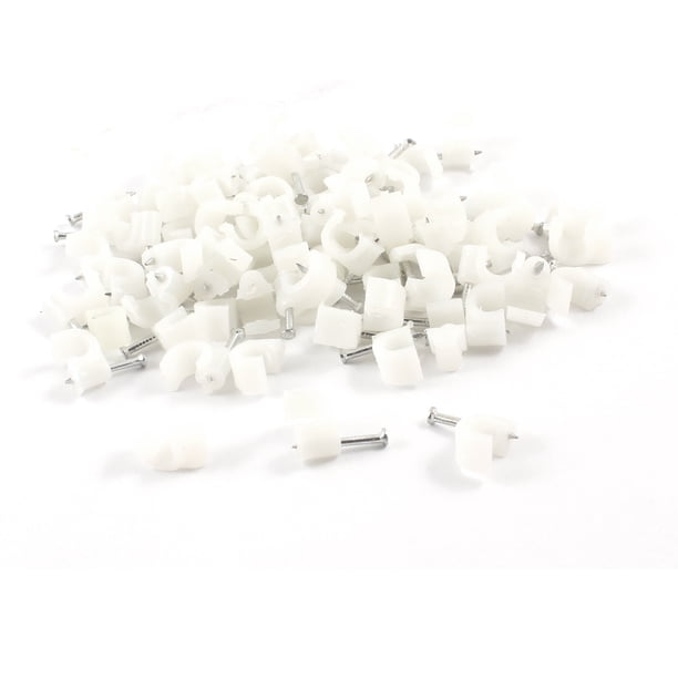 100 Pcs Clips de Cable Circulares con Clavo de Metal de 6 mm de Diámetro
