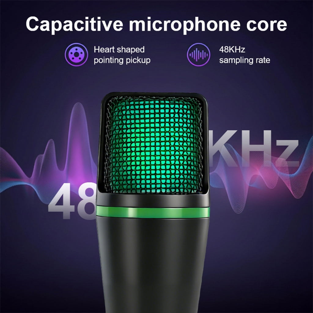 USB Computer Microphones for Students and Professional Plugs and Play Design RGBs Lighting Gains Control Shock Mount