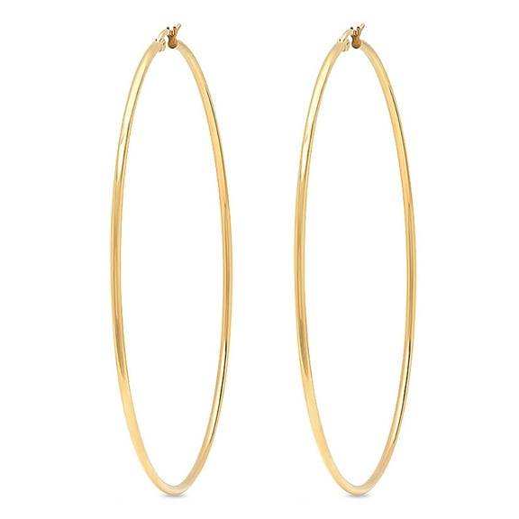 Gem Stone King 3.5 inch Stainless Steel Yellow Gold Tone Hoop Earrings - 90MM Diameter - Stunning Statement Jewelry for Women | Fine Jewelry Gifts for Her Mom Women Wife