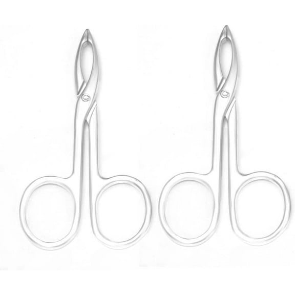 2 Pieces Tweezers Scissor Handle Straight Tip Scissor Shaped Eyebrows Tweezers for Hair Plucker Remover Facial Hair Eyebrows Care (Silver)
