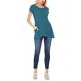 thumbnail image 4 of Women's A-Line Short Sleeve Relaxed Fit Round Neck Solid Tunic Top with Pockets, 4 of 4