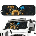 thumbnail image 2 of Uorisanigo Windshield Sun Shade for Jeep Wrangler Rubicon Sahara TJ JK JKU 2 Door & 4 Door Window Sunflower Butterfly Sunvisor Mat, Blocks Sun Rays Heat, Keep Your Car Cooler, 2 of 7