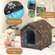 thumbnail image 4 of Outdoor Cat Kennel Easy To Wash Foldable With Detachable Cushion Weatherproof Shelter House For Cats Waterproof Brown M-40X38X35CM, 4 of 5