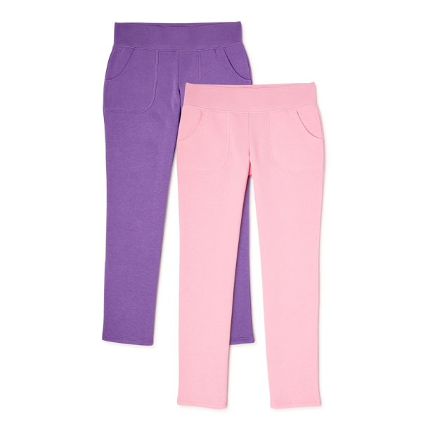 Athletic Works Girls Fleece Active Sweatpants, 2Pack, Sizes 418