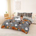 thumbnail image 3 of Homewish Spooky Halloween Themed Bedding,Witch Hat Skull Pumpkin Candy Pattern Duvet Cover Full,Gray Black,Light Gray Reversible,3pcs,1 Duvet Cover and 2 Pillowcases, 3 of 6