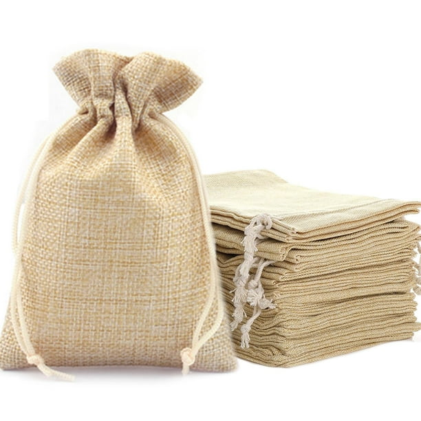Bolsas de arpillera de regalo ZISUEX, 50 unidades, 13 x 18 cm, lino con cordón