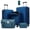 Blue, variant on Light Pink ABS Luggage Set 5 Piece with Half-opening Front - 20 in, 24 in, 28 in Cases with USB Port for Family Travel and Ex