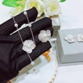 thumbnail image 4 of Small fragrance full of crystal pearl camellia set French high-end light luxury flower ring ear stud bracelet necklace, 4 of 7