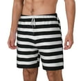 thumbnail image 2 of Balery Black And White Stripes Mens Swim Trunks Swim Shorts for Men Quick Dry Inseam Beach Shorts with Compression Liner Pocket-Small, 2 of 9