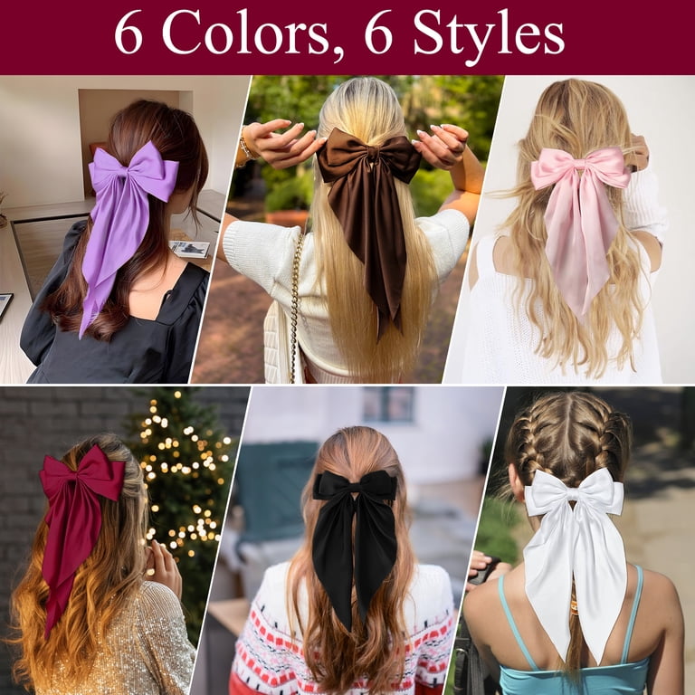 10 Pack Large Satin Ribbon Hair Bows Oversized French Style Bow Clips Barrettes Amazon.com : 9 Pack Oversized Satin Hair Bows White Pink Red  main image 2