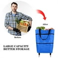 thumbnail image 7 of MEETSWEET Foldable Lightweight Shopping Cart with Wheels, Collapsible Hand-Pulled Grocery Bag, Blue, 7 of 7