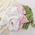 thumbnail image 6 of Ruyang Baby 2 Piece Outfits Cotton Linen Button-down Long Sleeve Bodysuits and Hat Summer Toddlers Casual Crawling Clothes, 6 of 7