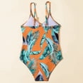 thumbnail image 5 of Gyujnb Girls Swimsuit,Girls Leaf Print One Piece Swimsuit with Bow,9-10 Years, 5 of 8