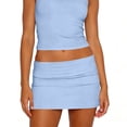 thumbnail image 2 of Women's Fashion Sexy Y2K Bodycon Solid Color Micro Mini Skirt Blue XL, 2 of 6
